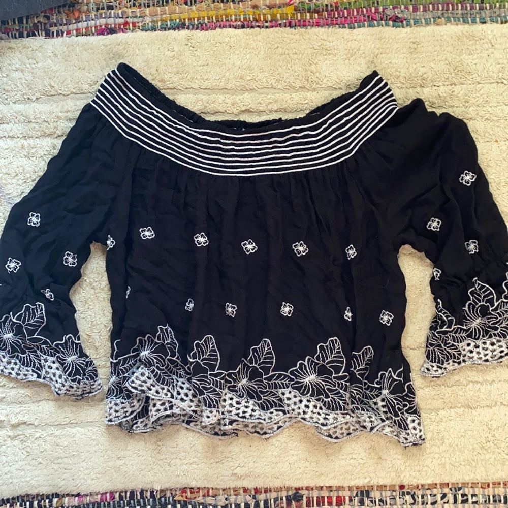 Size small black embroidered shirt